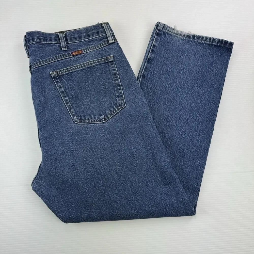Wrangler Jeans Mens 40x30 Blue Denim Classic Fit Straight Leg 100% Cotton